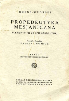 Propedeutyka mesjaniczna : elementy filozofji absolutnej. [Cz. 2]