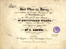 Fünf Oden des Horaz :auf den lateinischen Text mit deutscher Uebersetzung für Männarstimmen componirt