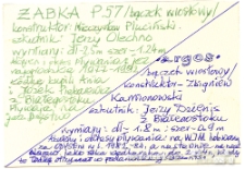 Opis bączka wiosłowego Żabka P 57 oraz Argos wykonany przez Zbigniewa Kamionowskiego, Białystok