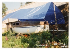 Jacht Okaz A-111, typ Karaś 450 pod plandeką, Bojary, Białystok, 1987-2006 r.