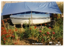 Jacht Okaz A-111, typ Karaś 450 pod plandeką, Bojary, Białystok, 1987-2006 r.