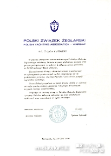 Podziękowanie Zbigniewowi Kamionowskiemu za działalność w Polskim Związku Żeglarskim, Warszawa, marzec 1981 r.