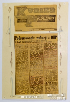 Wycinek z Kuriera Podlaskiego o podsumowaniu wakacji z OHP, Białystok, 25 września 1984 r.
