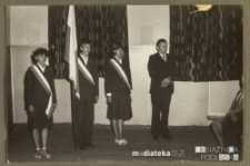 Uroczyste pożegnanie trzecich klas, Białystok, Technikum Kolejowe w Starosielcach, 1983 r.