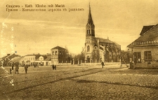 Grajewo - kości&oacute;ł katolicki z rynkiem