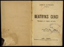 Beatryks Cenci : tragedia w pięciu aktach