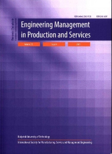 Engineering Management in Production and Services. Vol. 13, iss. 4
