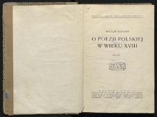 O poezji polskiej w wieku XVIII