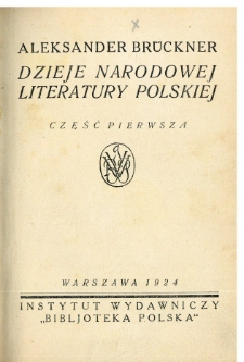Dzieje narodowej literatury polskiej. Cz. 1