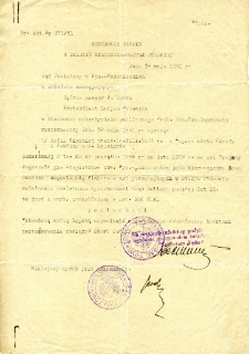 Odpis sentencji wyroku Zofii Lipskiej