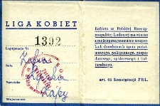 Legitymacja Ligi Kobiet Zofii Lipskiej