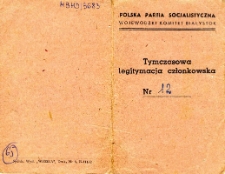 Tymczasowa legitymacja partyjna Zofii Lipskiej