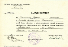 Zaświadczenie zdania przez Zofię Frankiewicz egzaminu z zakresu samokształcenia ideologicznego