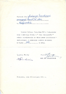 Podziękowanie dla Jadwigi Frankiewicz z okazji Dnia Nauczyciela