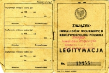 Legitymacja Związku Inwalidów Wojennych Barbary Podłaszczyn