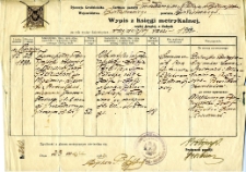 Wypis z ksiąg metrykalnych dotyczący ślubu Zofii Bibiłło i Josifa Pietruchowa