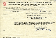 Pismo w sprawie przyznania renty Sabinie Grundl