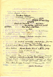 Karta ewidencyjna członka sekcji emerytów przy Radzie Zakładowej ZNP