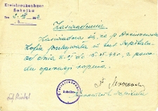 Zaświadczenie o pobycie Zofii Arciszewskiej w szpitalu