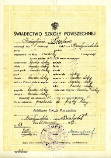 Świadectwo szkolne Barbary Izmajłow