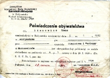 Poświadczenie posiadania obywatelstwa polskiego przez Irenę Zdanowicz