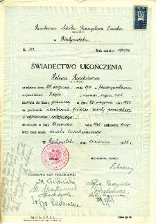 Świadectwo szkolne Heleny Rynkiewicz