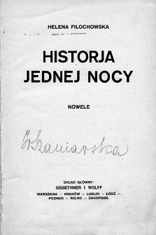 Historja jedenej nocy : nowele