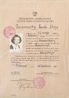 Świadectwo maturalne (poświadczenie)