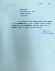 Powołanie na stanowisko kierownika Zakładu Medycyny Sądowej Akademii Medycznej w Białymstoku