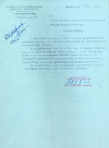 Pismo popierające kandydaturę Ałły Zankiewicz na stanowisko adiunkta