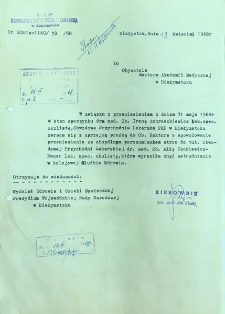 Pismo w sprawie służbowego przeniesienia do pracy w Kolejowej Służbie Zdrowia