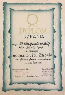 Dyplomy D. Augustowskiej i Alicji Ireny Cybulskiej
