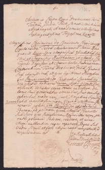 Zapis Kazimierza z Cieciszowa Cieciszowskiego starościca mielnickiego sumy 20 000 zł polskich na wszystkich jego dobrach dla narzeczonej Elżbiety córki Baltazara stolnika drohickiego marszałka sądów kapturowych drohickich