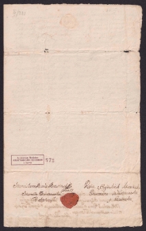 Blankiet na odbi&oacute;r pieniędzy wystawiony przez Stanisława i R&oacute;żę z Ogińskich &ndash; Krasińskich