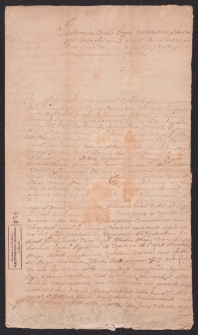 Dokument sądowy dotyczący Alberta Lanckorońskiego- kasztelana gostyńskiego i Aleksandry Załuskiej