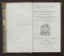 M&eacute;langes de po&eacute;sie et de litt&eacute;rature