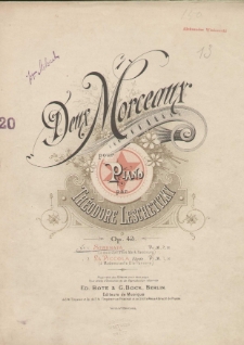 Deux Morceaux : pour Piano. No.1, Serenata, Op. 43 No 1