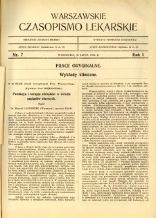 Warszawskie Czasopismo Lekarskie 1924 R.1 nr 7