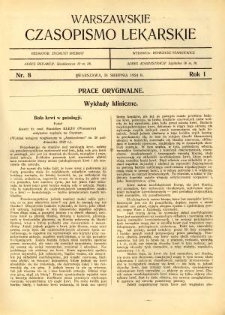 Warszawskie Czasopismo Lekarskie 1924 R.1 nr 8