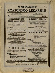 Warszawskie Czasopismo Lekarskie 1925 R.2 nr 1