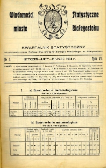 Wiadomości statystyczne miasta Białegostoku : kwartalnik statystyczny 1934, R.6