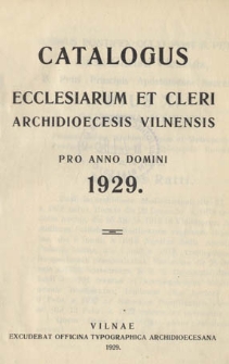 Catalogus ecclesiarum et cleri archidioecesis vilnensis pro anno domini 1929