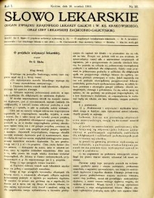 Słowo Lekarskie 1911 R.1 nr 18