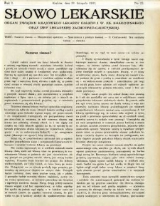 Słowo Lekarskie 1911 R.1 nr 22