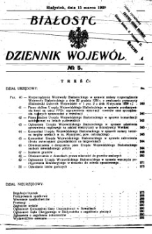 Białostocki Dziennik Wojew&oacute;dzki 1939.03.15 R.19 nr 5