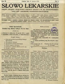 Słowo Lekarskie 1913 R.3 nr 1