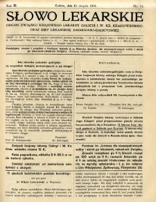 Słowo Lekarskie 1913 R.3 nr 15