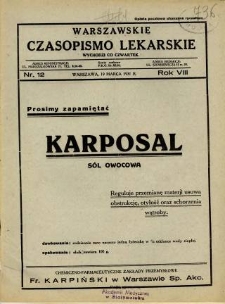 Warszawskie Czasopismo Lekarskie 1931 R.8 nr 12