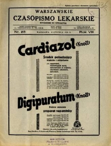 Warszawskie Czasopismo Lekarskie 1931 R.8 nr 23