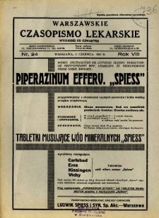 Warszawskie Czasopismo Lekarskie 1931 R.8 nr 24